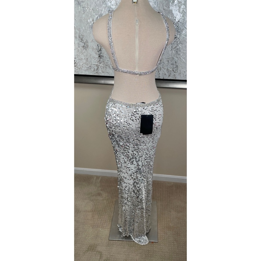Retrofete Morgan Crystal and Sequin Embellished Cutout Crochet Maxi Dress Size S - Picture 8 of 10